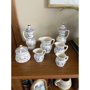 Vintage Royal Sealy Heritage Ceramic Oil and Vinegar With Measuring Cup Set
